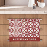 Christmas Geometric Mandala Muster Red White Geschirrtuch<br><div class="desc">Dieses Weihnachtshandtuch weist ein geometrisches Mandala-Muster in Rot und Weiß auf. Um den Text zu ändern,  klicken Sie auf die Schaltfläche Personalisieren.</div>