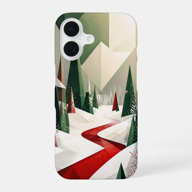 Christmas Geometric Winter Trees Phone Case iPhone 16 Hülle (Rückseite)