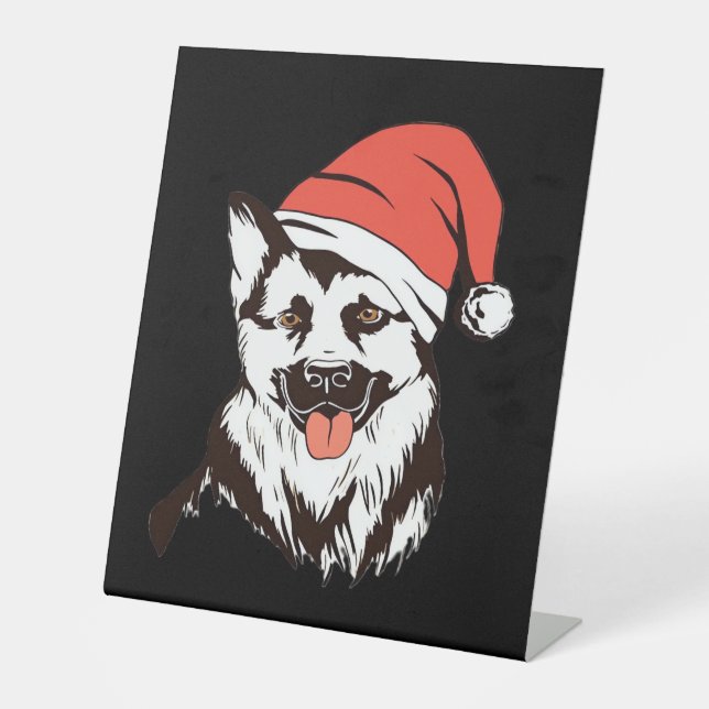 Christmas German Shepherd Classic T-Shirt Sockelschild (Vorderseite)