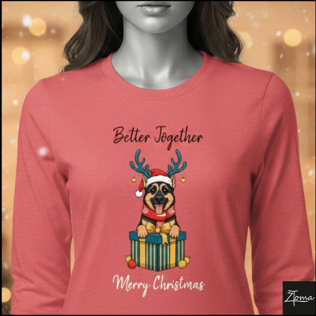 Christmas German Shepherd Reindeer Gift Graphic Tri-Blend Shirt (Von Creator hochgeladen)