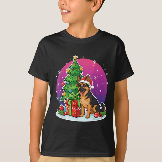 Christmas German Shepherd Santa Hat Xmas Men Women T-Shirt (Vorderseite)
