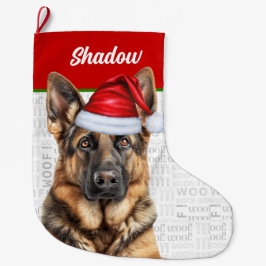 Christmas German Shepherd with Dog's Name Großer Weihnachtsstrumpf
