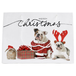 CHRISTMAS GIFT BAG BULLDOGS UND RABBIT GROßE GESCHENKTÜTE
