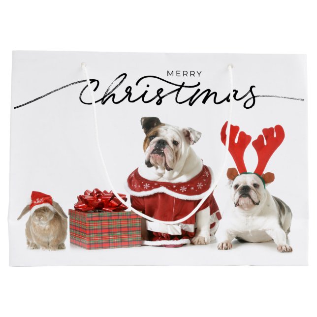 CHRISTMAS GIFT BAG BULLDOGS UND RABBIT GROßE GESCHENKTÜTE (Rückseite)