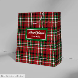 Christmas Gift Bag Ideas Red Green Holiday Plaid  Mittlere Geschenktüte
