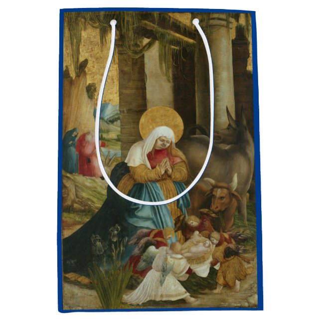 CHRISTMAS GIFT BAG RENAISSANCE-NATIVITÄTSBILDUNG MITTLERE GESCHENKTÜTE (Vorderseite)