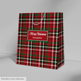 Christmas Gift Bags Red Green Plaid Holiday Accent Mittlere Geschenktüte