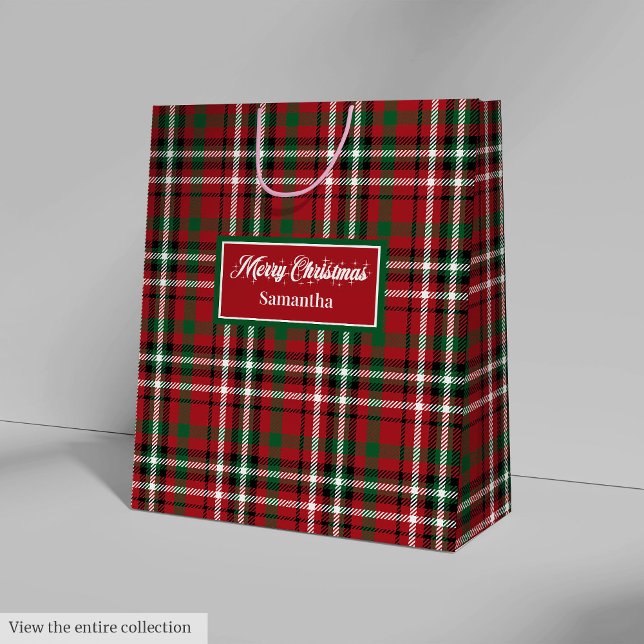 Christmas Gift Bags Red Green Plaid Holiday Accent Mittlere Geschenktüte (Christmas Gift Bags Red Green Plaid Holiday Keepsake)