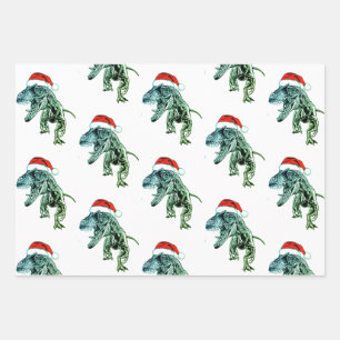 CHRISTMAS GIFT PAPIER SET DINOSAUREN MIT WEIHNACHT