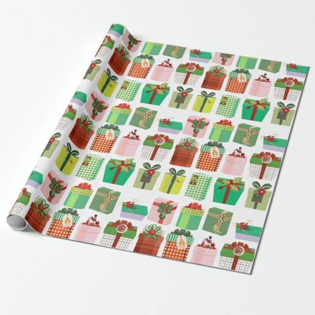 Christmas Gift Parcels Presents Pattern Geschenkpapier (Ungerollt)