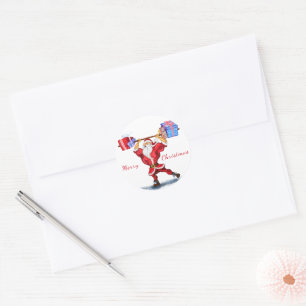 Christmas Gift Sticker Bodybuilder Santa Fun
