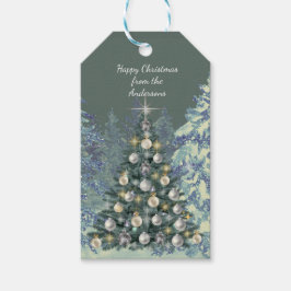Christmas Gift Tag - Festive White Forest Design Geschenkanhänger