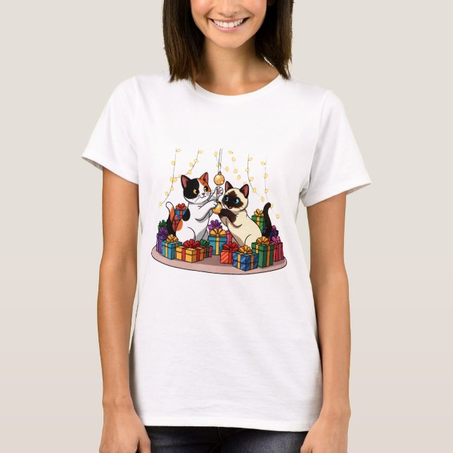 Christmas Gifts & Ornaments Cats T-Shirt (Vorderseite)