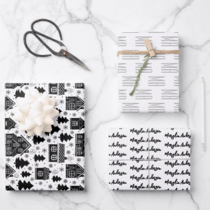 CHRISTMAS GINGER BREAD HOUSE CUSTOM MONOGRAM GESCHENKPAPIER SET