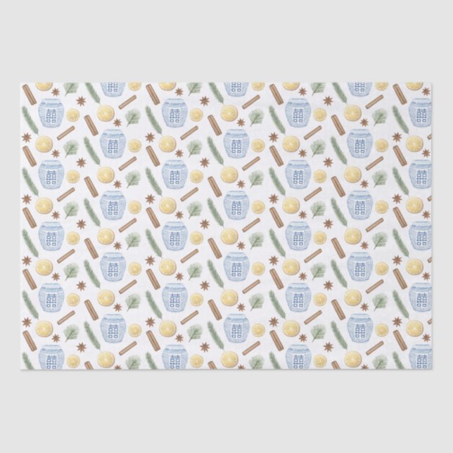 Christmas Ginger Jar Cinnamon Sticks Star Anise Seidenpapier (Vorderseite)