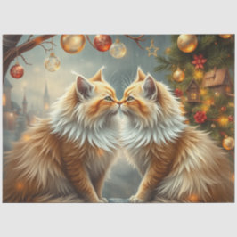 Christmas Ginger kissing Cats Tissue Paper Seidenpapier