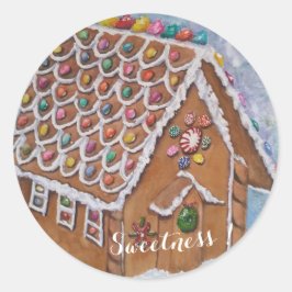 CHRISTMAS GINGERBREAD CANDY HOUSE SWEETNESS RUNDER AUFKLEBER