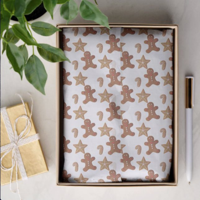 Christmas Gingerbread Cookie Pattern Seidenpapier (Christmas cookie tissue paper in box)