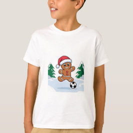 Christmas Gingerbread Cookie playing soccer T-Shirt