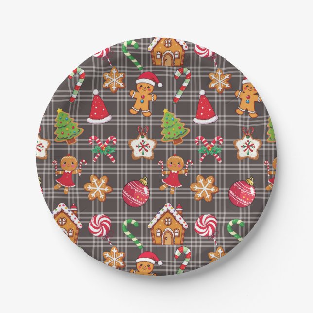 Christmas Gingerbread Cookies Paper Plates Pappteller (Vorderseite)