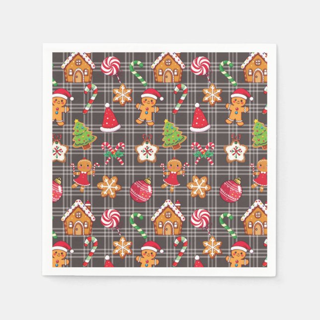 Christmas Gingerbread Cookies Print Party Napkins Serviette (Vorderseite)