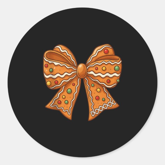 Christmas Gingerbread Coquette Bow Xmas For Men Wo Runder Aufkleber (Vorderseite)