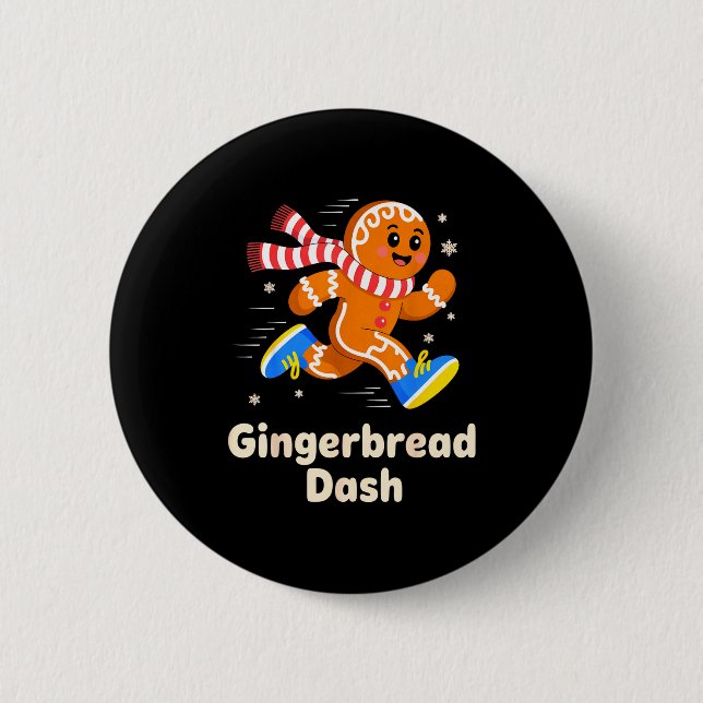 Christmas Gingerbread Dash Running Runner Xmas Mar Button (Vorderseite)
