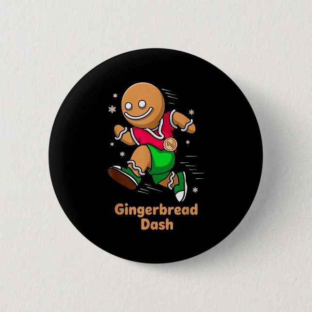 Christmas Gingerbread Dash Running Runner Xmas Mar Button (Vorderseite)