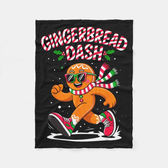 Christmas Gingerbread Dash Running Runner Xmas Mar Fleecedecke (Vorderseite)