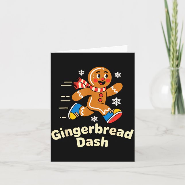 Christmas Gingerbread Dash Running Runner Xmas Mar Karte (Vorderseite)