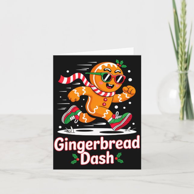Christmas Gingerbread Dash Running Runner Xmas Mar Karte (Vorderseite)