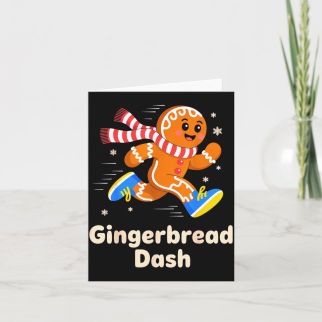 Christmas Gingerbread Dash Running Runner Xmas Mar Karte (Vorderseite)