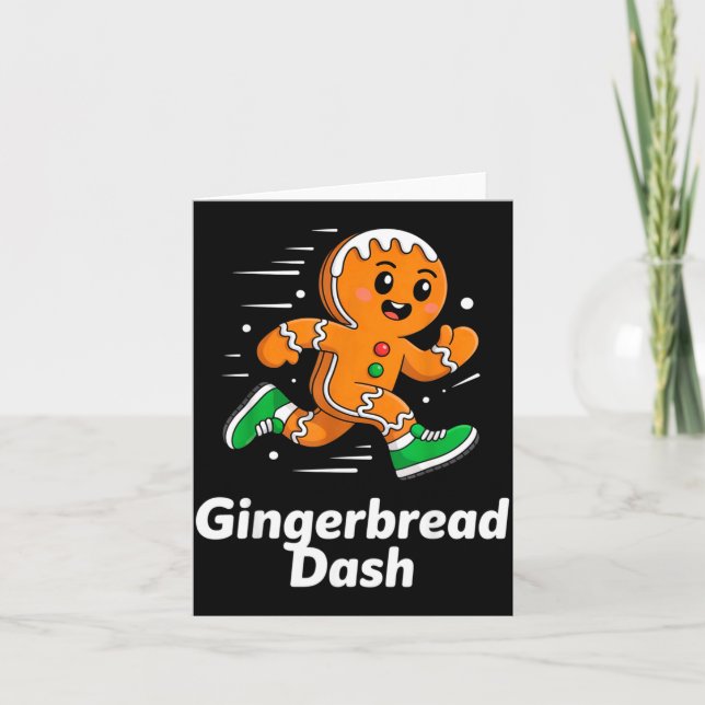 Christmas Gingerbread Dash Running Runner Xmas Mar Karte (Vorderseite)