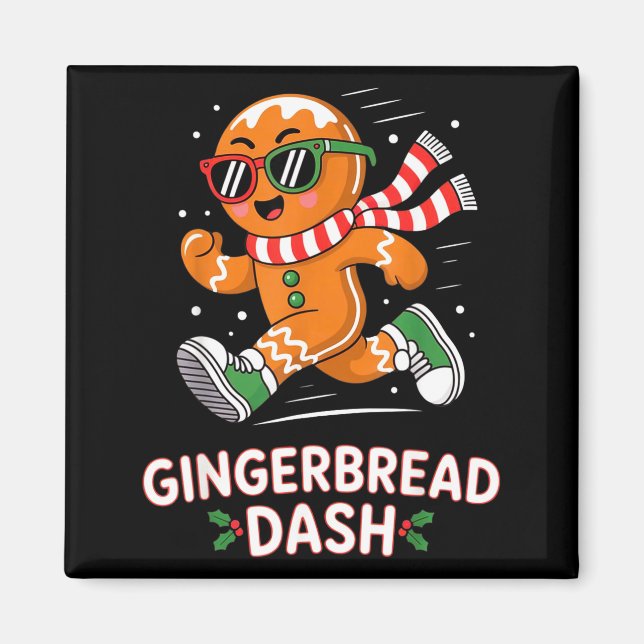 Christmas Gingerbread Dash Running Runner Xmas Mar Magnet (Vorne)