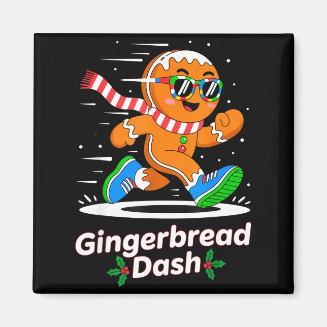 Christmas Gingerbread Dash Running Runner Xmas Mar Magnet (Vorne)