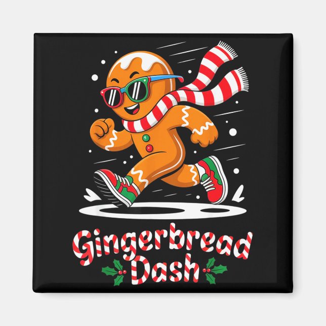 Christmas Gingerbread Dash Running Runner Xmas Mar Magnet (Vorne)