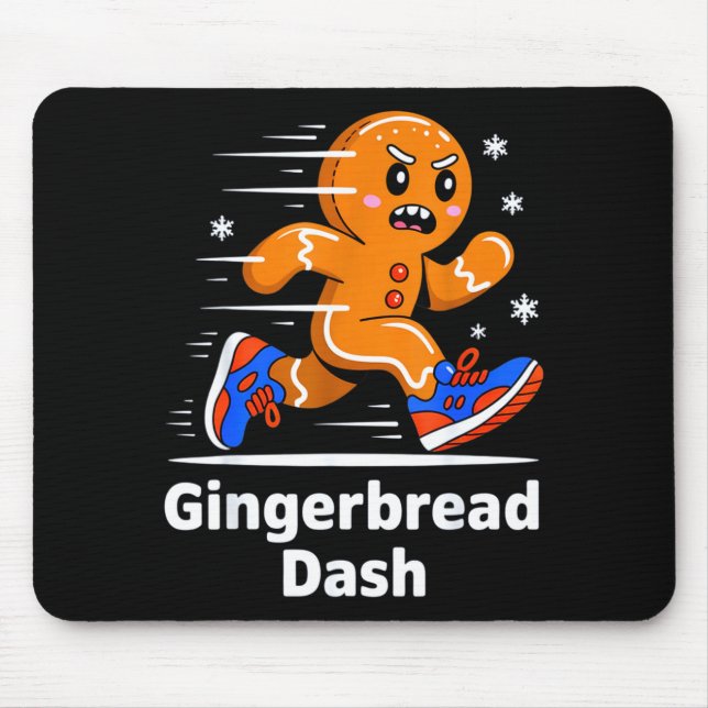 Christmas Gingerbread Dash Running Runner Xmas Mar Mousepad (Vorne)