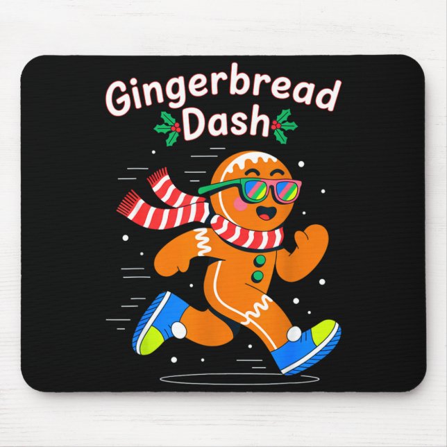 Christmas Gingerbread Dash Running Runner Xmas Mar Mousepad (Vorne)