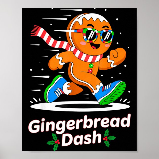 Christmas Gingerbread Dash Running Runner Xmas Mar Poster (Vorne)