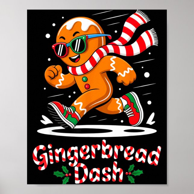 Christmas Gingerbread Dash Running Runner Xmas Mar Poster (Vorne)