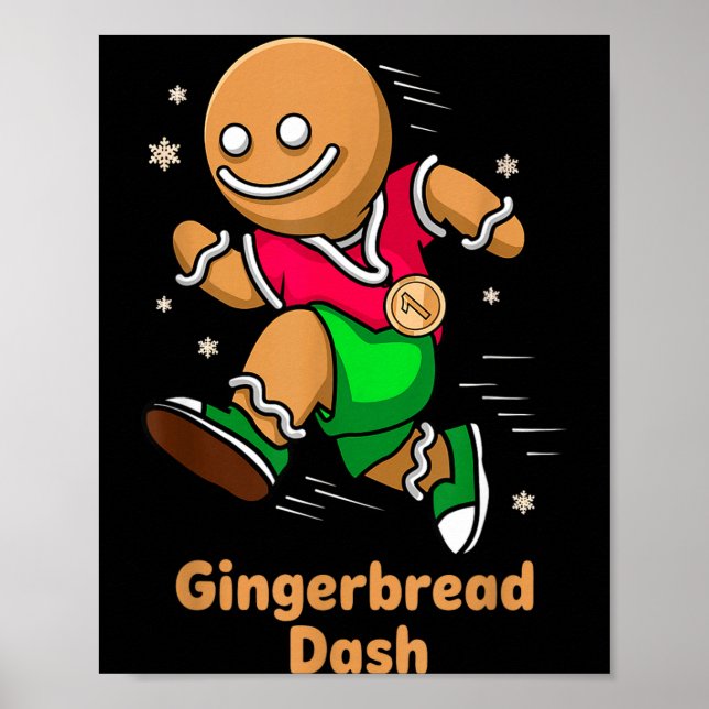 Christmas Gingerbread Dash Running Runner Xmas Mar Poster (Vorne)