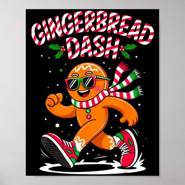 Christmas Gingerbread Dash Running Runner Xmas Mar Poster (Vorne)