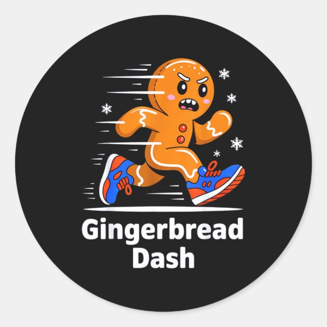 Christmas Gingerbread Dash Running Runner Xmas Mar Runder Aufkleber (Vorderseite)