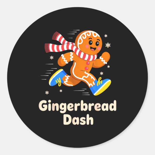 Christmas Gingerbread Dash Running Runner Xmas Mar Runder Aufkleber (Vorderseite)