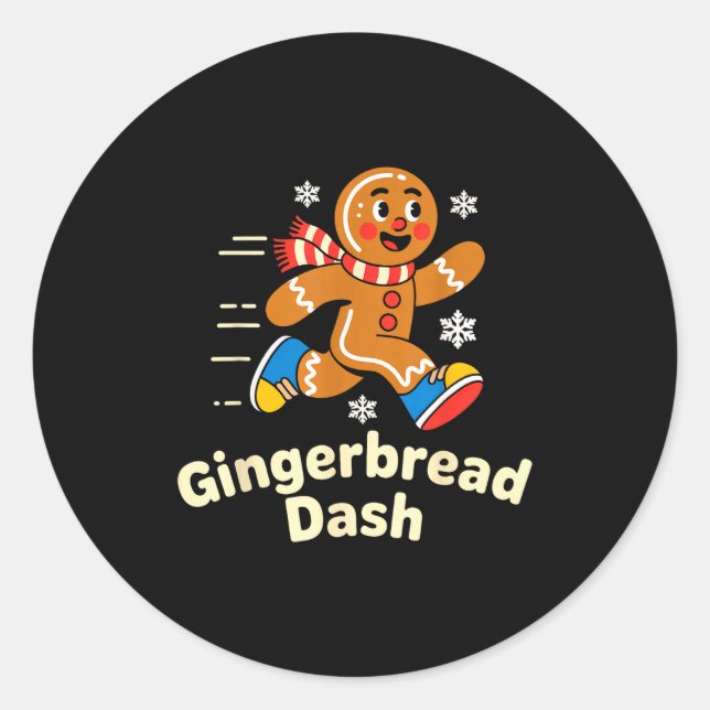 Christmas Gingerbread Dash Running Runner Xmas Mar Runder Aufkleber (Vorderseite)