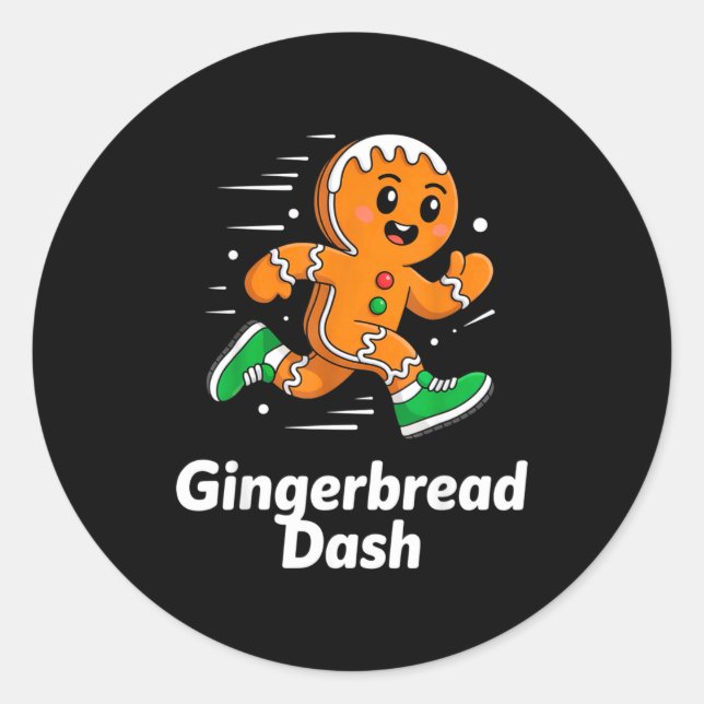 Christmas Gingerbread Dash Running Runner Xmas Mar Runder Aufkleber (Vorderseite)