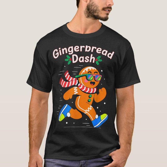 Christmas Gingerbread Dash Running Runner Xmas Mar T-Shirt (Vorderseite)