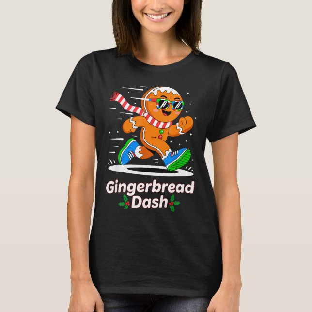Christmas Gingerbread Dash Running Runner Xmas Mar T-Shirt (Vorderseite)
