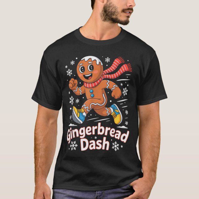 Christmas Gingerbread Dash Running Runner Xmas Mar T-Shirt (Vorderseite)
