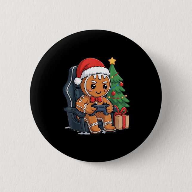 Christmas Gingerbread Gamer Chair Holiday Gaming B Button (Vorderseite)